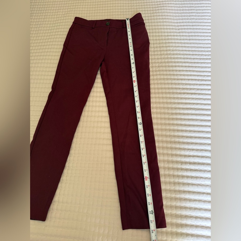 LOFT Burgundy Straight-Leg Pants - Picture 3 of 7
